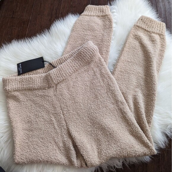 NWT Brave Soul teddy sherpa tan beige cream joggers lounge pants S Small - Picture 1 of 4